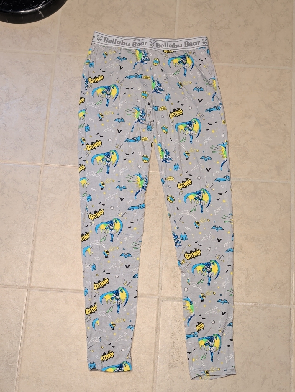 Bellabu Bear Rayon Batman Gray Superhero Pajama Pants